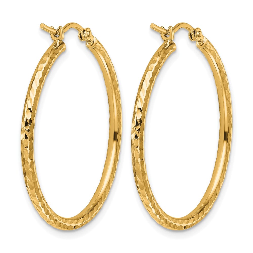 Leslie's 10K Yellow Gold Dia-Cut 2mm Round Tube Hoop Earrings 1.3g