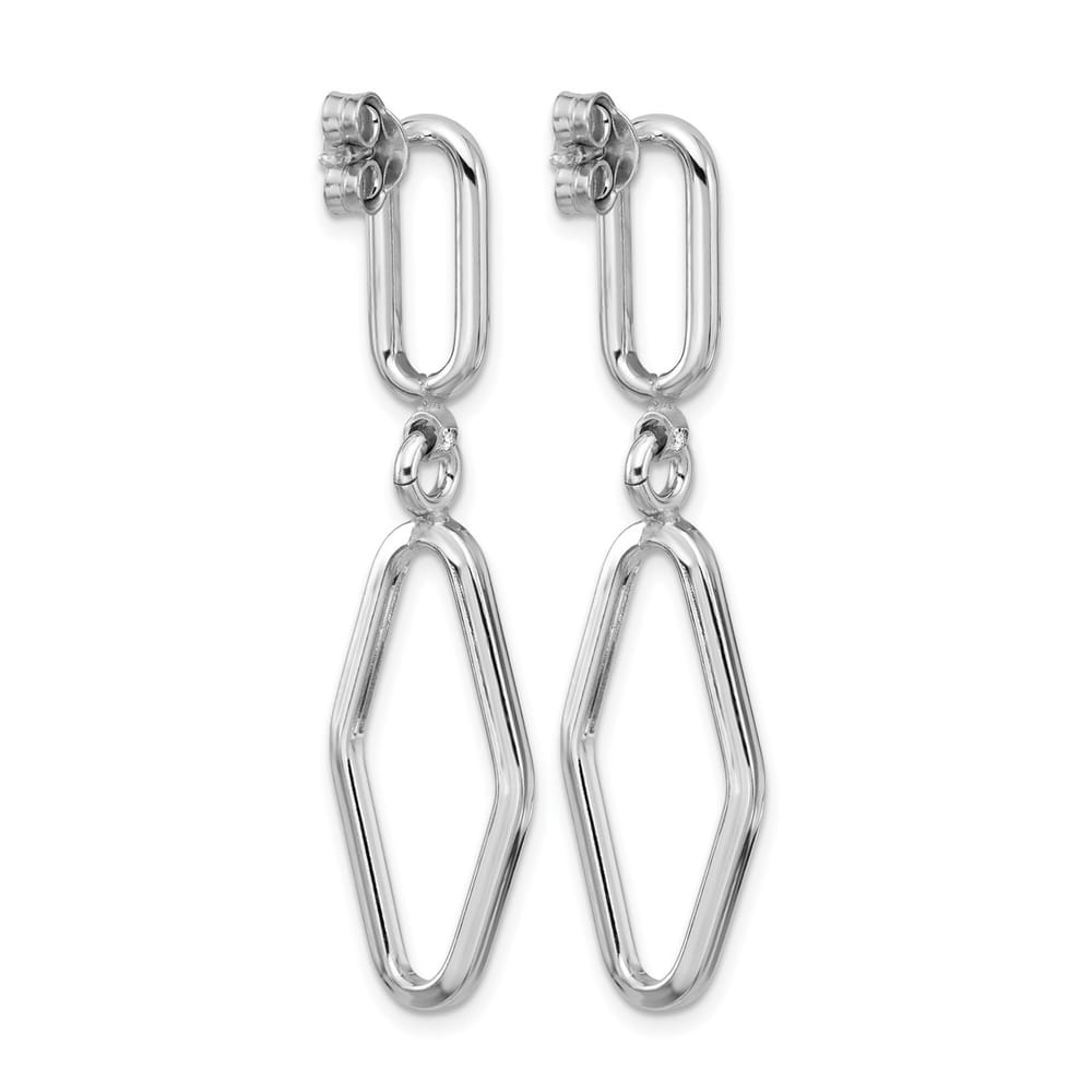 Leslie's Sterling Silver Rhodium Plated Polish Geometric Dangle Post Earrings