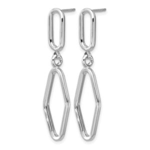 Leslie's Sterling Silver Rhodium Plated Polish Geometric Dangle Post Earrings
