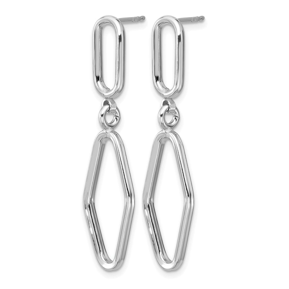 Leslie's Sterling Silver Rhodium Plated Polish Geometric Dangle Post Earrings