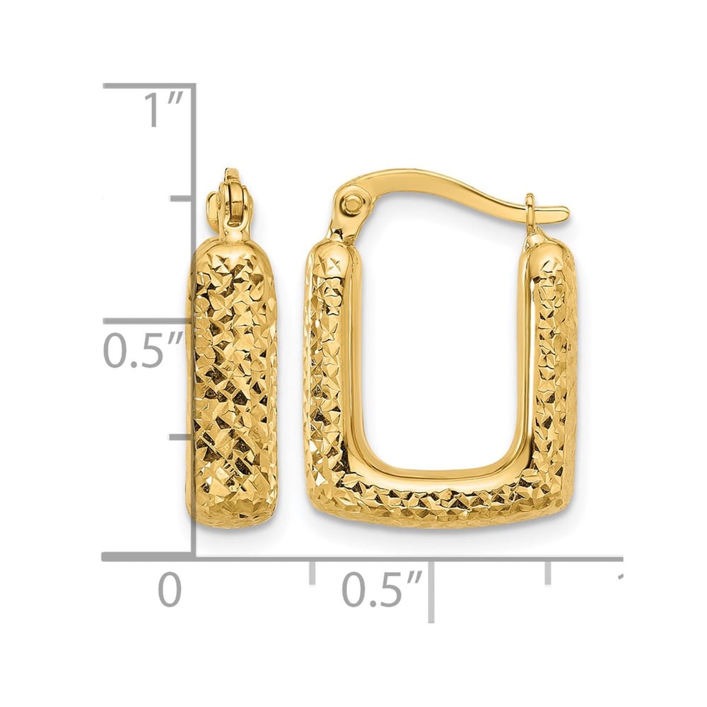 Leslie's 10k Polished & Dia-Cut Square Hoops 1.52g