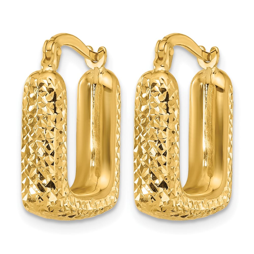 Leslie's 10k Polished & Dia-Cut Square Hoops 1.52g