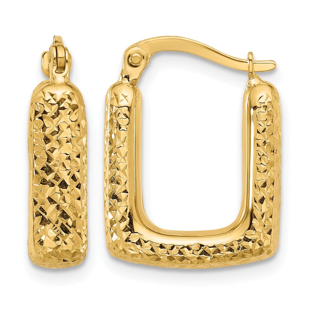 Leslie's 10k Polished & Dia-Cut Square Hoops 1.52g