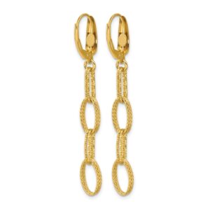 Leslie's 14K Textured Dia-cut Fancy Oval Link Dangle 3.22g