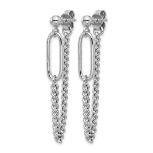 Leslie's Women’s .925 Silver White Rhodium-Plated Post Chain Dangle Earrings 2.51g