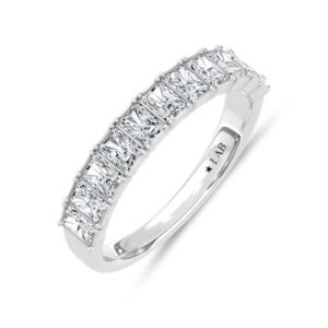 14K White Gold Lab Grown Diamond Radiant Cut Shape 1 3/4 Ctw Half Way Band