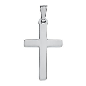 Sterling Silver Cross Pendant Necklace on 18" Rolo Chain