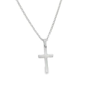 Sterling Silver Cross Pendant Necklace on 18" Rolo Chain