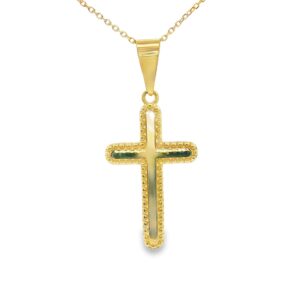 14K Yellow Gold Prosecco Cross Pendant Necklace on an 18" Chain