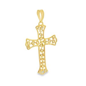 14K Yellow Gold Filigree Cross - 0.72g