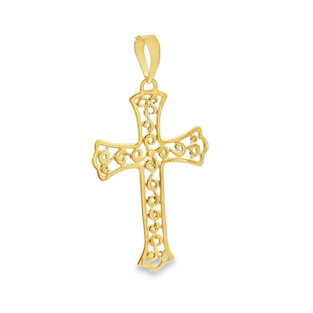 14K Yellow Gold Filigree Cross - 0.72g