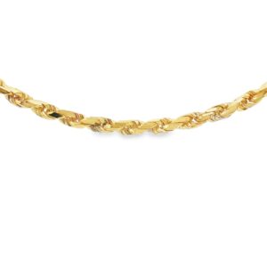 14K Yellow Gold 25-inch Solid D/C Rope Chain 2.4mm