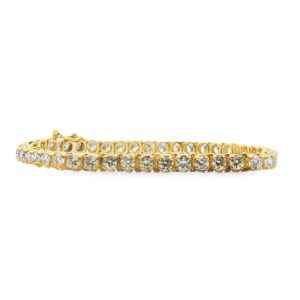 14K Yellow Gold 7-inch Natural Diamond Tennis Bracelet with 42 Round Diamonds