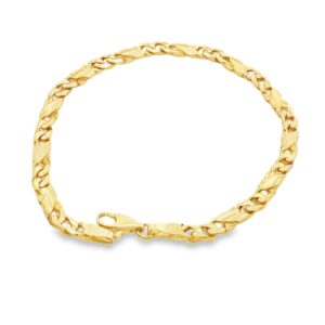 14K Yellow Gold 8-inch Solid Fancy Link Bracelet