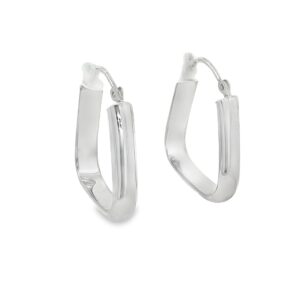 14K White Gold Hoop Triangle Shaped Earrings 2.1g