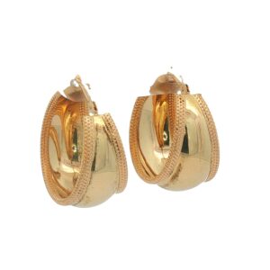 14K Yellow Gold Wide Dome Earrings - 2.60g