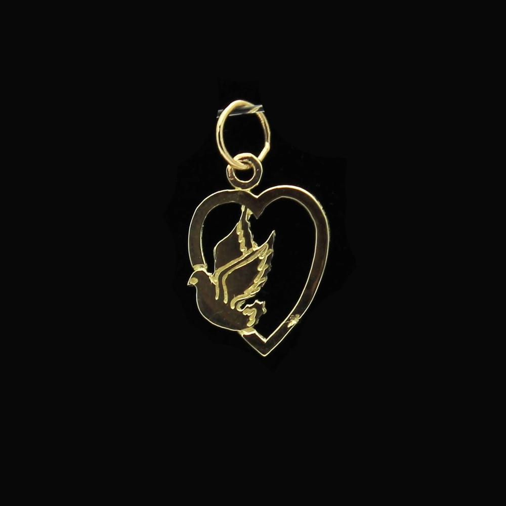 32-00299 14KT YG Heart w/Dove .4 dwt