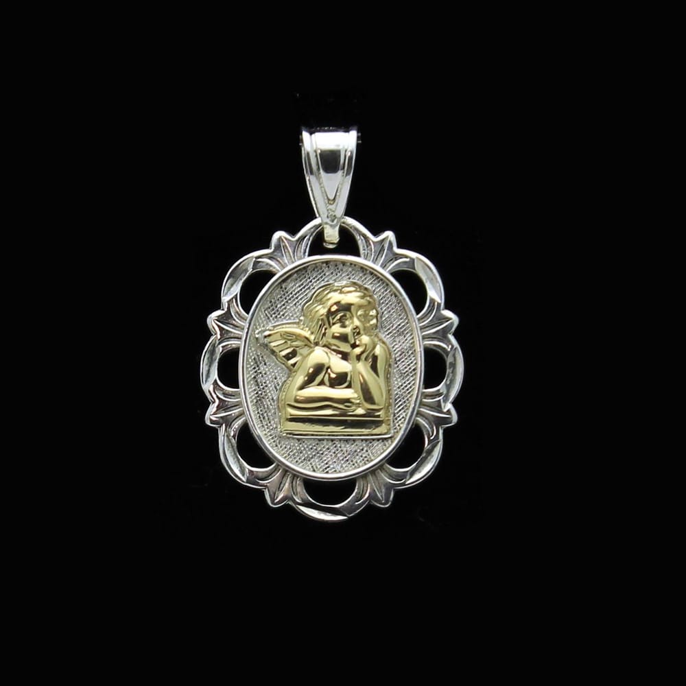 33-00017 Charm 14KT YG & SS Guardian Angel