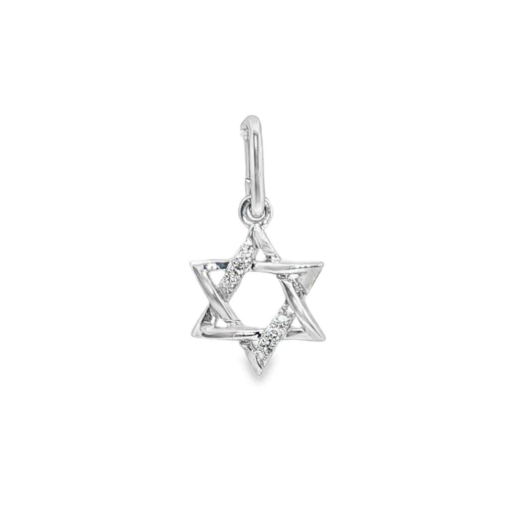 14K WG .65gr Star Of David Diamond Necklace Charm