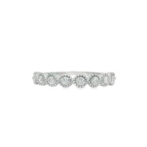 14K White Gold Women's Diamond Wedding Band with 8 Round Side Stones