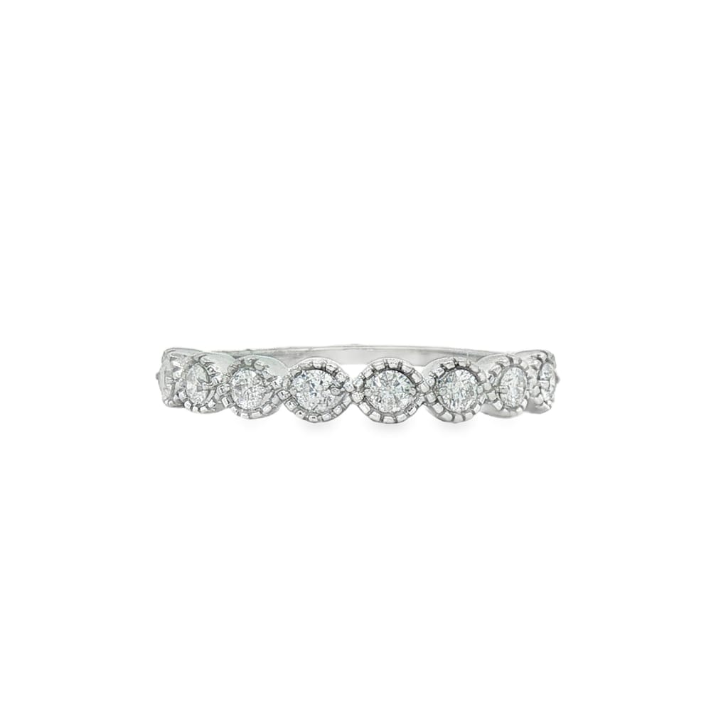 14K White Gold Women's Diamond Wedding Band with 8 Round Side Stones