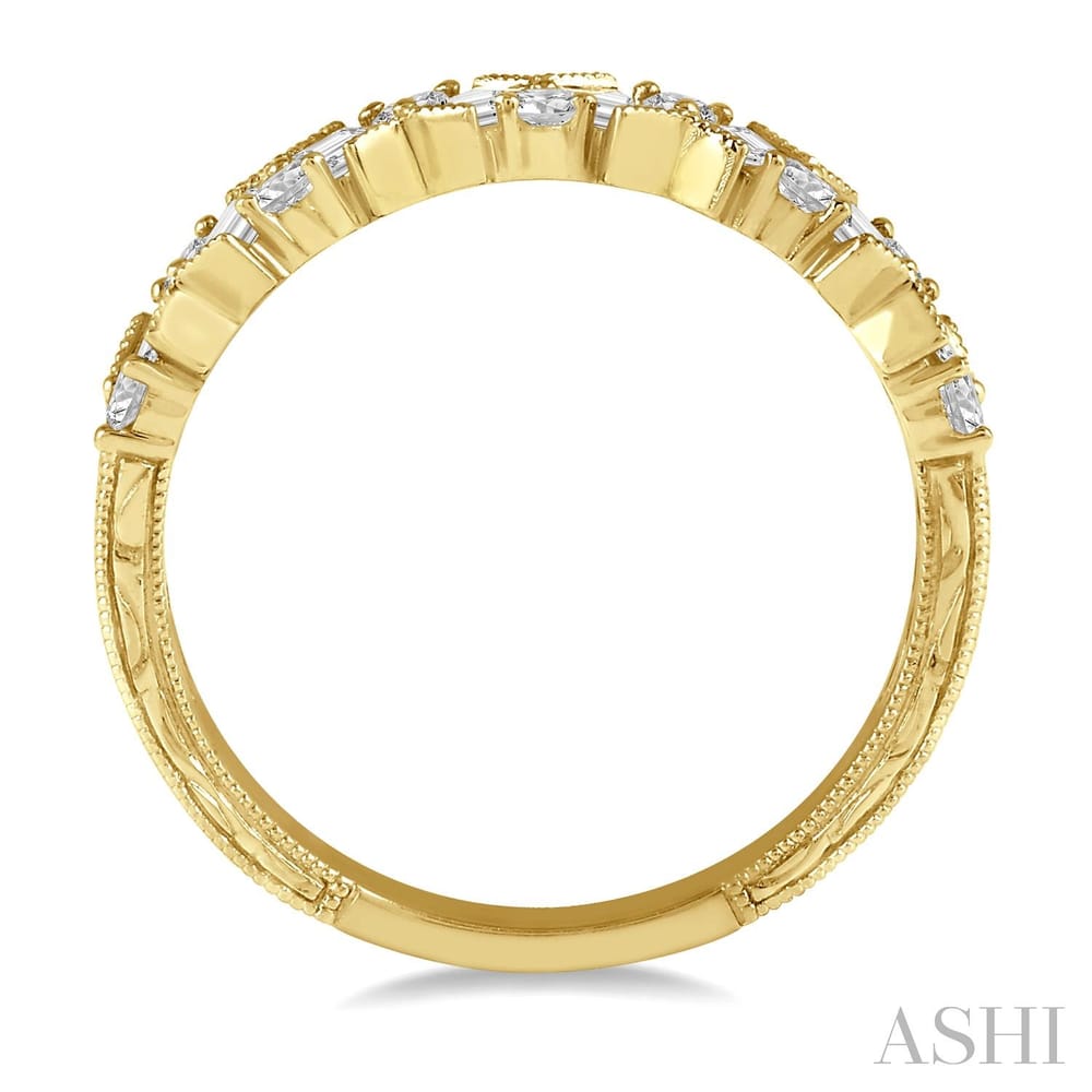 14K Yellow Gold Scatter Zig-Zag Baguette Diamond Fashion Band - 0.60ctw - 2.60g