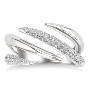 Silver Spiral Bold Diamond Fashion Band