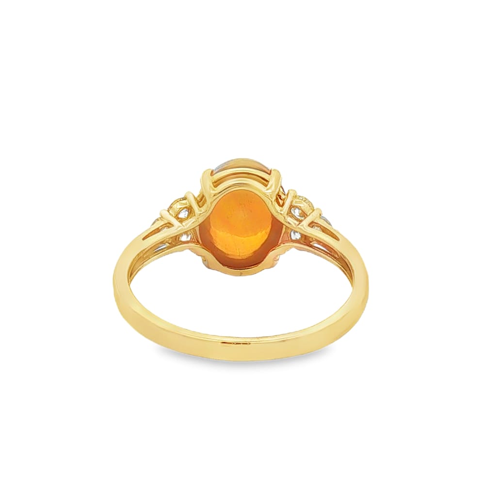 14K Yellow Gold Opal Oval Diamond Ring - 2.07ct Opal - 0.32ctw Diamonds