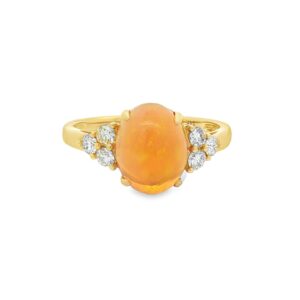 14K Yellow Gold Opal Oval Diamond Ring - 2.07ct Opal - 0.32ctw Diamonds