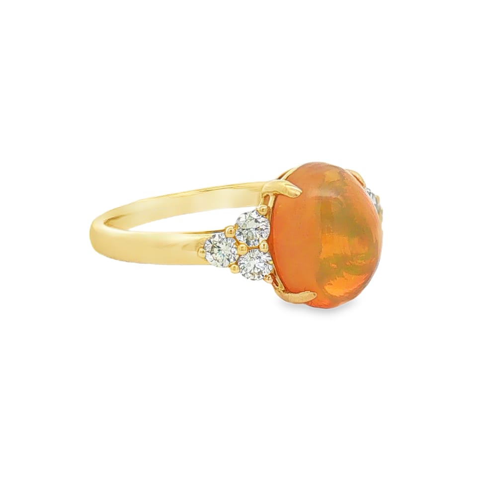14K Yellow Gold Opal Oval Diamond Ring - 2.07ct Opal - 0.32ctw Diamonds