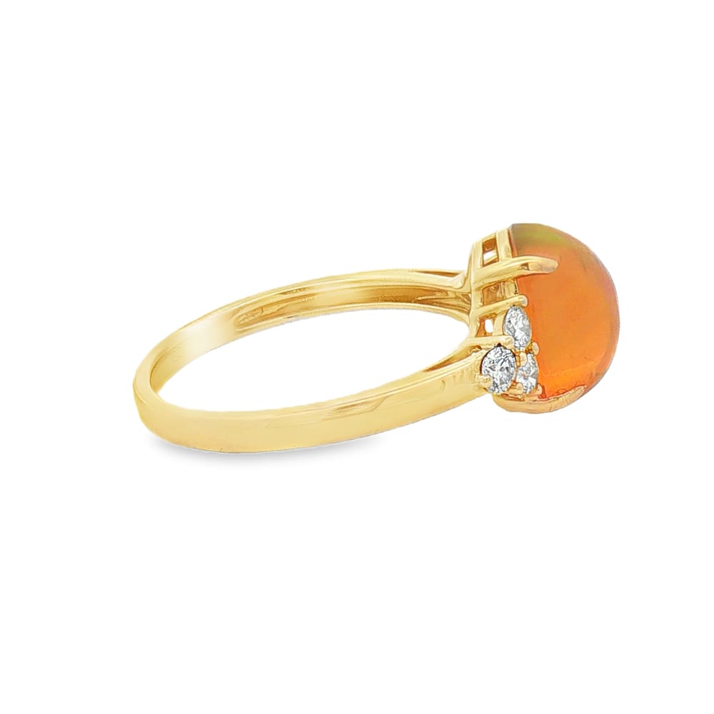 14K Yellow Gold Opal Oval Diamond Ring - 2.07ct Opal - 0.32ctw Diamonds