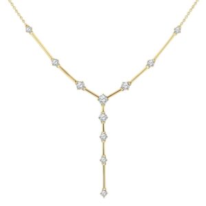 14K Yellow Gold Diamond Bar Link Fashion Necklace