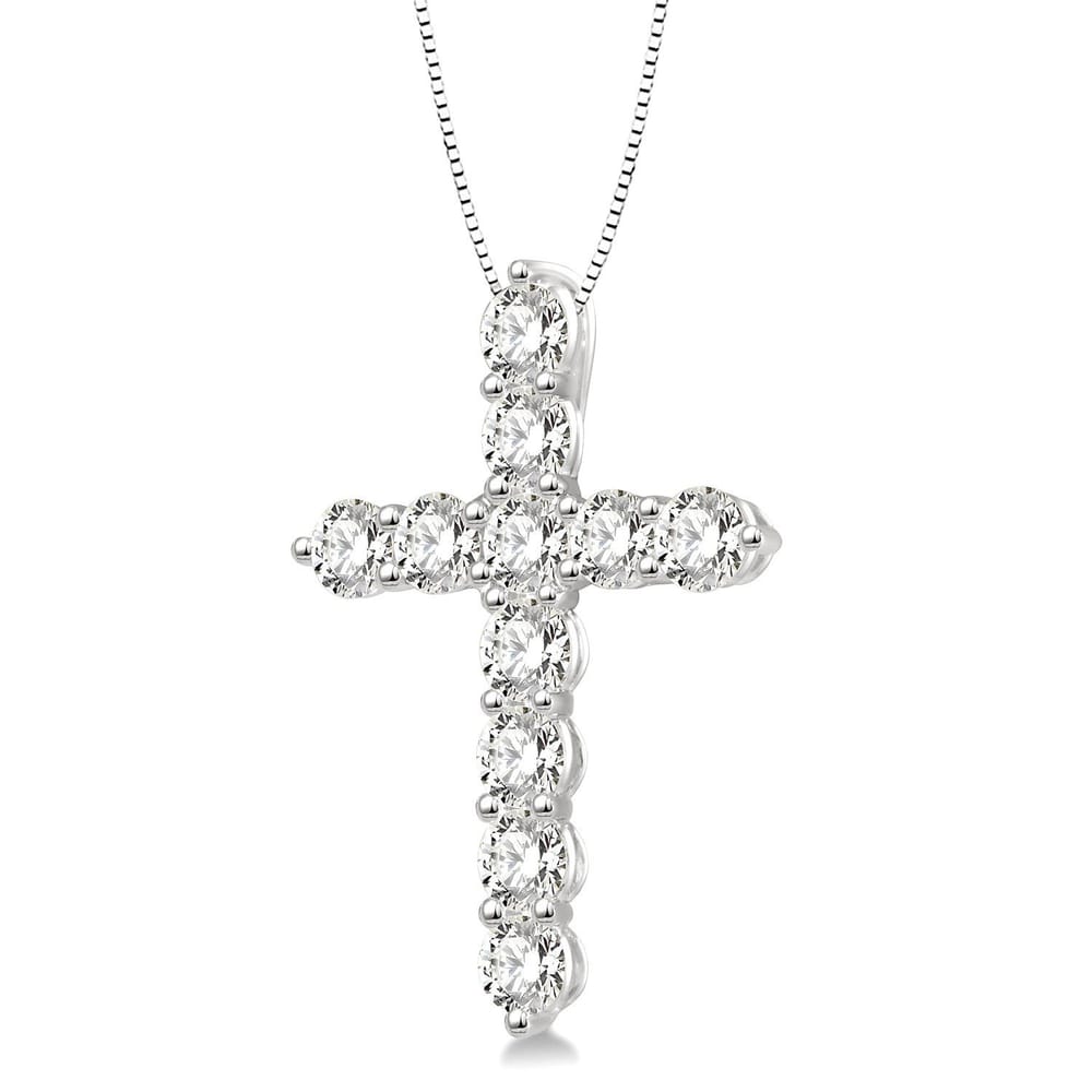 14K White Gold Cross Diamond Fashion Pendant - 0.25ctw - 1.24g