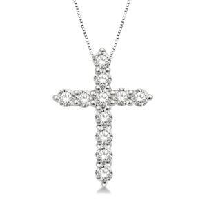 14K White Gold Cross Diamond Fashion Pendant - 0.25ctw - 1.24g