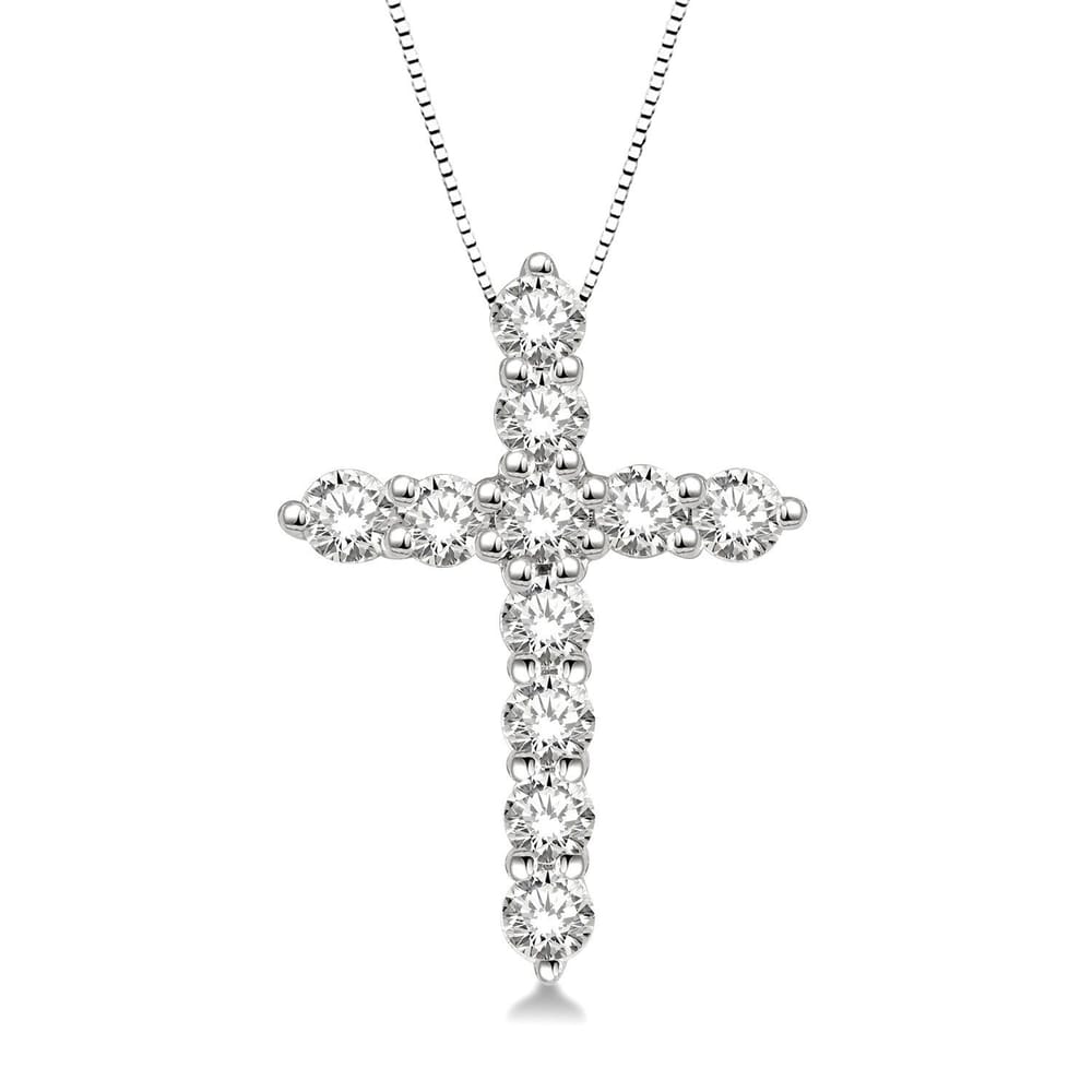 14K White Gold Cross Diamond Fashion Pendant - 0.25ctw - 1.24g