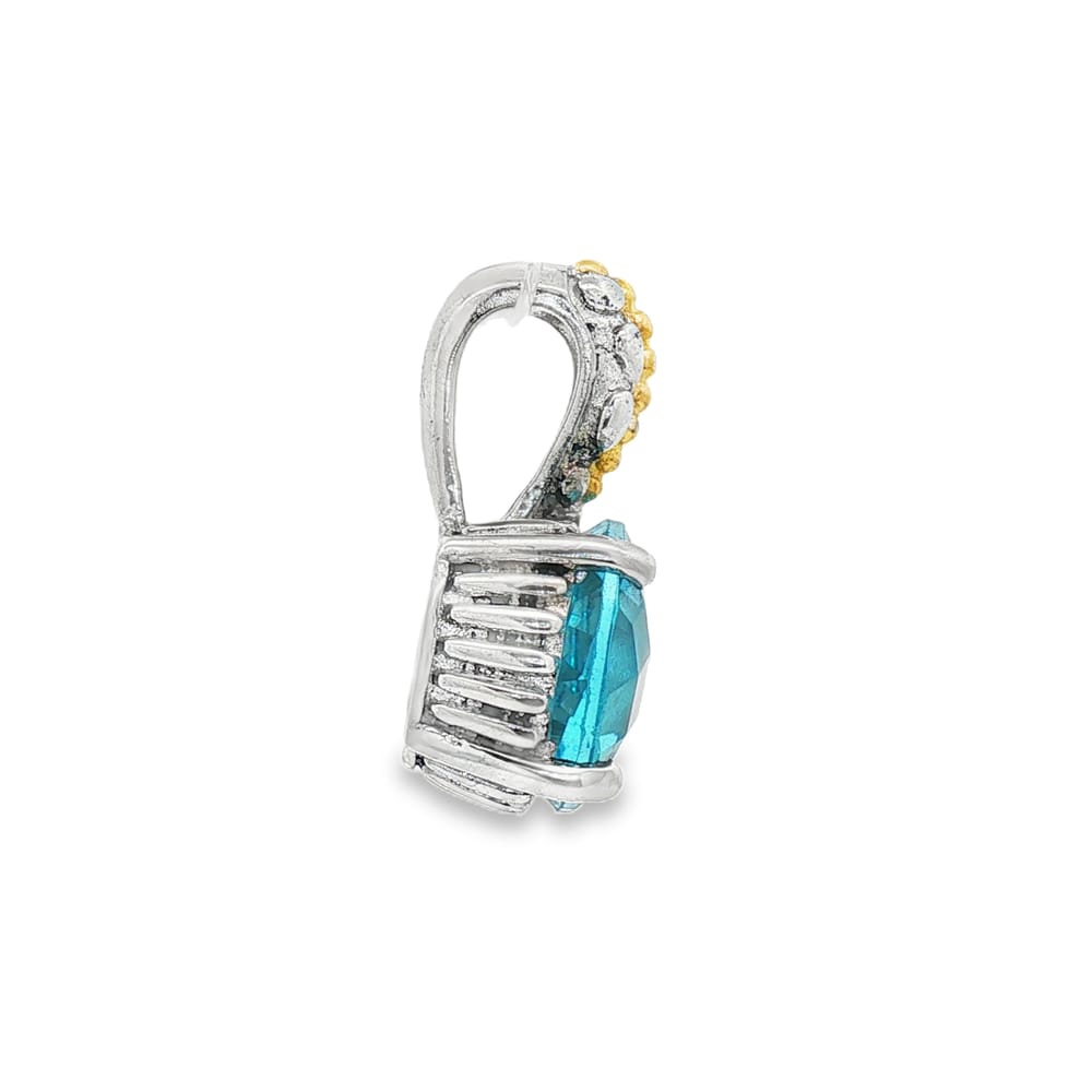 95-00455 Pendant sterling & 18k 6.00 carat Rd Bl Topaz 4.72 grams