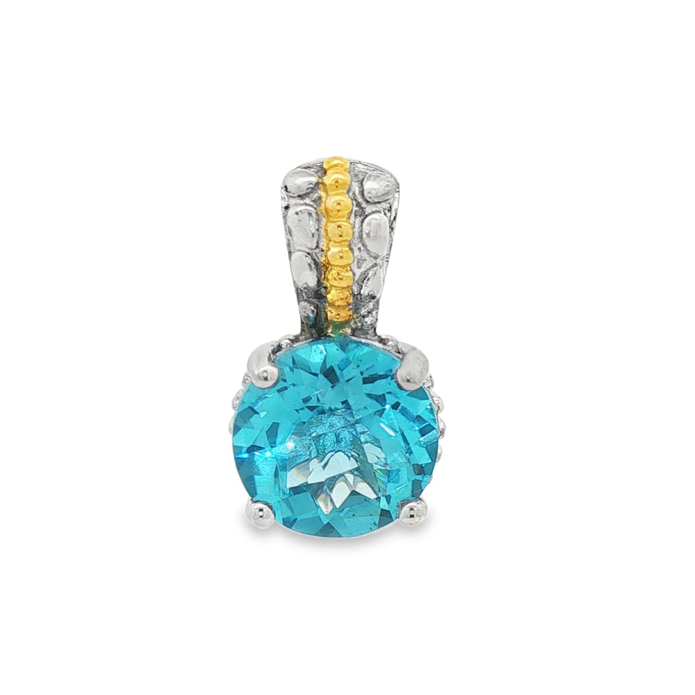 95-00455 Pendant sterling & 18k 6.00 carat Rd Bl Topaz 4.72 grams