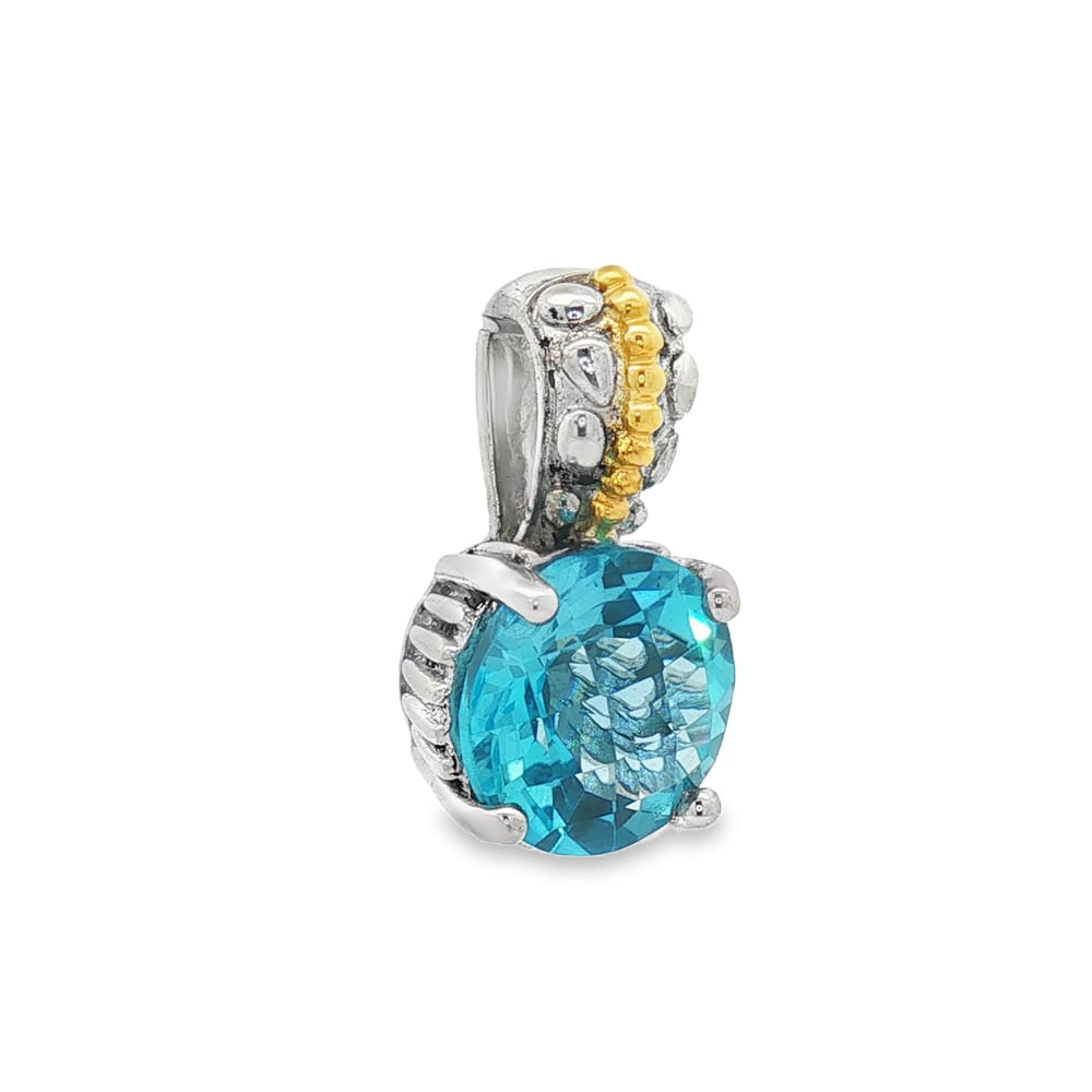 95-00455 Pendant sterling & 18k 6.00 carat Rd Bl Topaz 4.72 grams