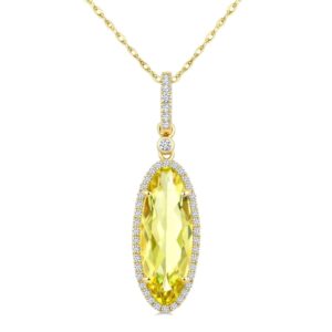 16x6mm Evoque Gemstone Oval Shape & Halo Diamond Pendant