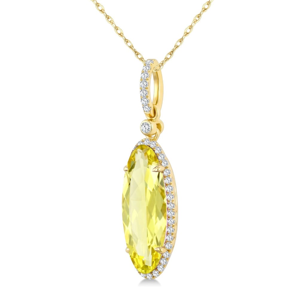 16x6mm Evoque Gemstone Oval Shape & Halo Diamond Pendant