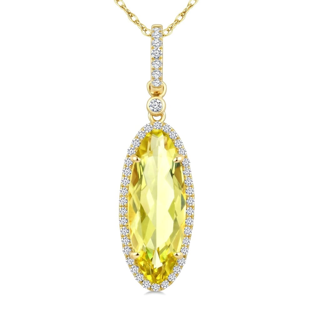16x6mm Evoque Gemstone Oval Shape & Halo Diamond Pendant