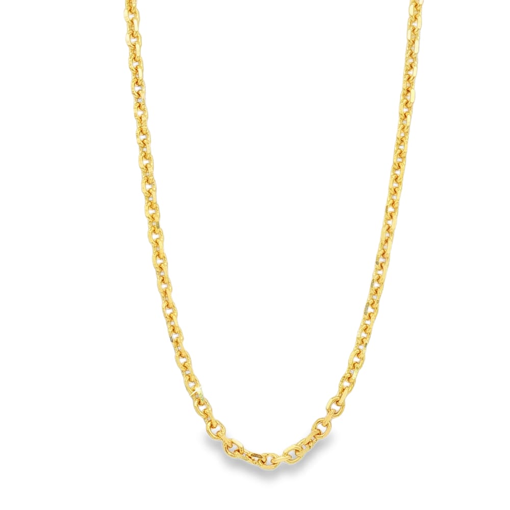 14K Yellow Gold 24-Inch 3.1mm Diamond-Cut Cable Chain 13.69g