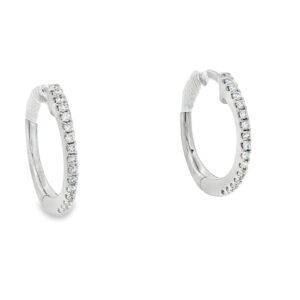 14K Gold Diamond Small Huggy Earrings with 32 Round Stones