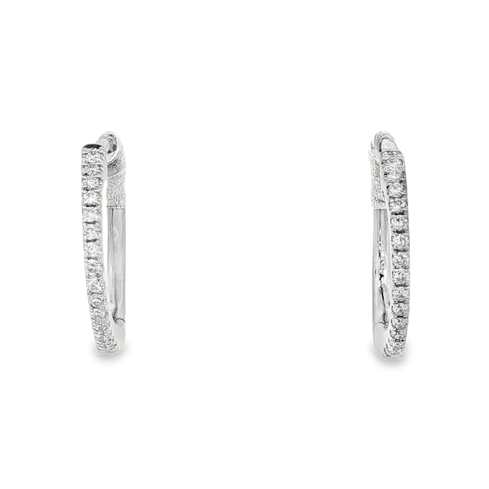 14K Gold Diamond Small Huggy Earrings with 32 Round Stones