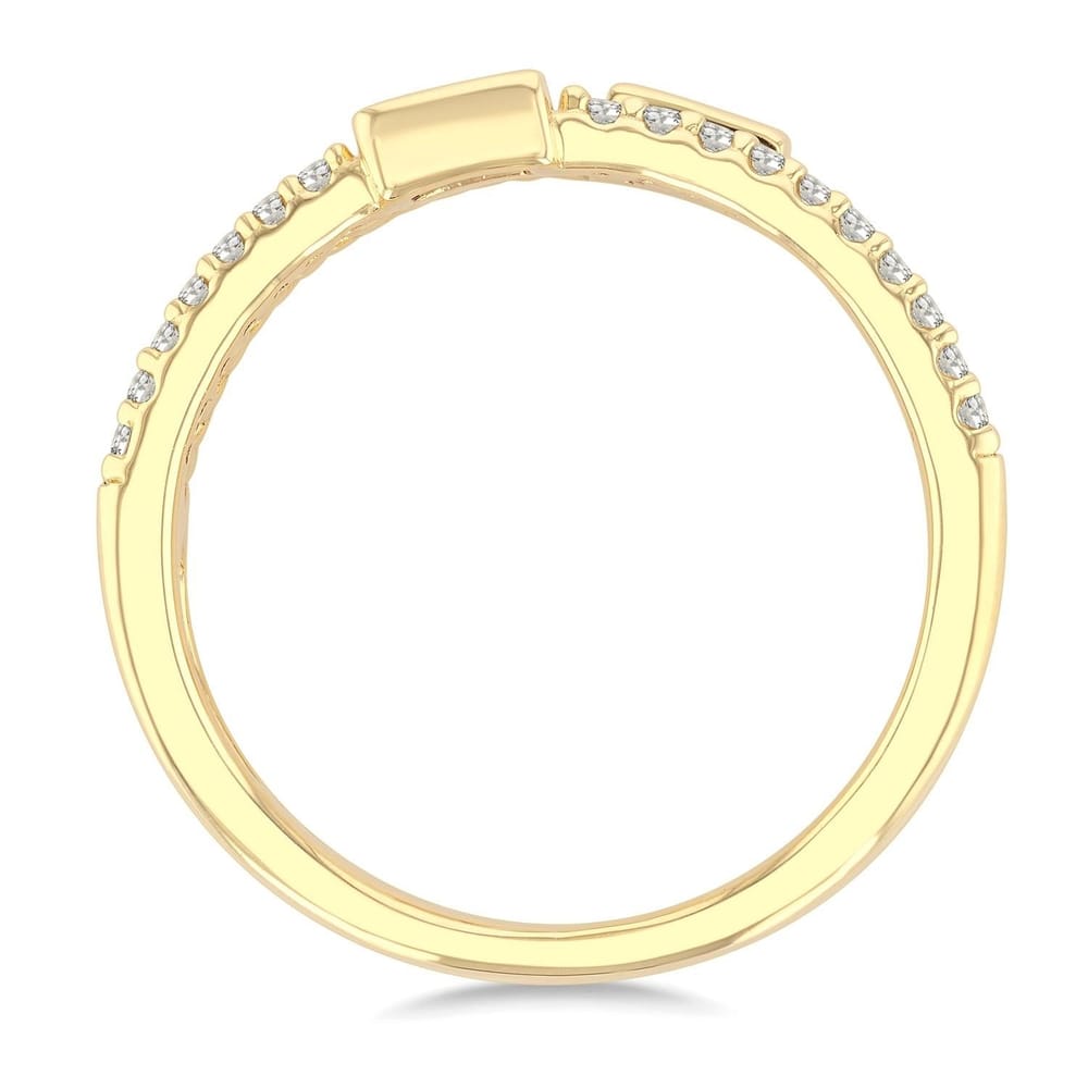10K Yellow Gold Triple Row Baguette and Round Diamond Fashion Band - .20CTW
