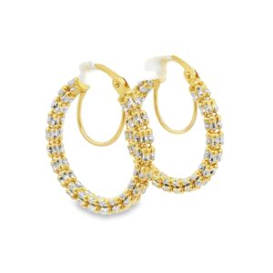 14K Two-Tone Ice Hoops Earrings 4.02g