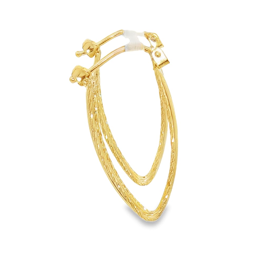 14K Gold Yellow Diamond-Cut Small Marquise Hoop Earrings 1.49g