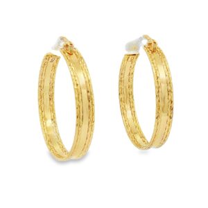 14K Yellow Gold Sparkle Hoop Earrings