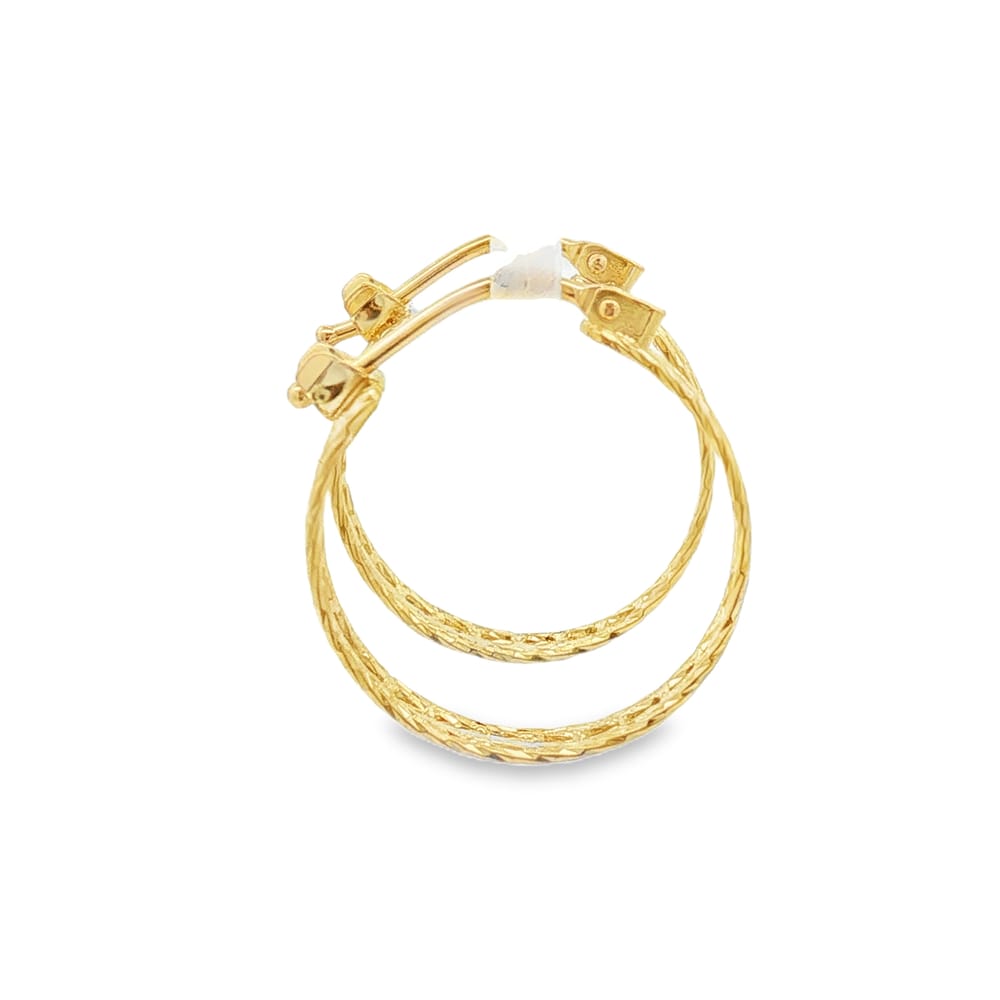 14K Gold Yellow Sparkle Hoop Earrings - 1.71g