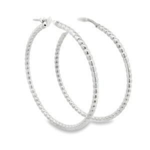 Franco Stellari Women's .925 Silver Bead Hoop Earrings 45mm 6.06g